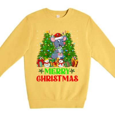 Mouse Christmas Tree Lights Matching Family Santa Rat Xmas Funny Gift Premium Crewneck Sweatshirt