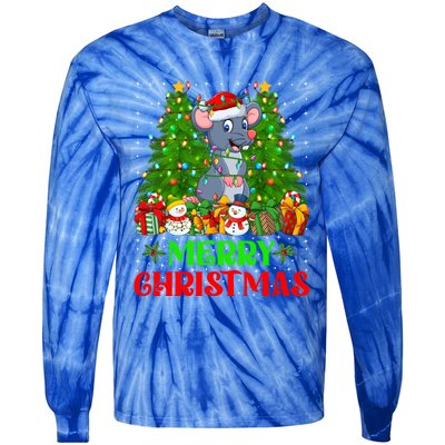 Mouse Christmas Tree Lights Matching Family Santa Rat Xmas Funny Gift Tie-Dye Long Sleeve Shirt