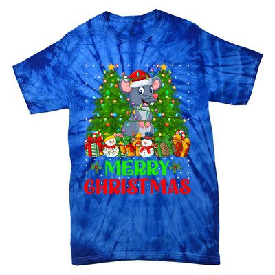 Mouse Christmas Tree Lights Matching Family Santa Rat Xmas Funny Gift Tie-Dye T-Shirt