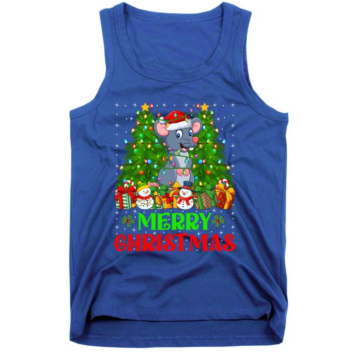 Mouse Christmas Tree Lights Matching Family Santa Rat Xmas Funny Gift Tank Top