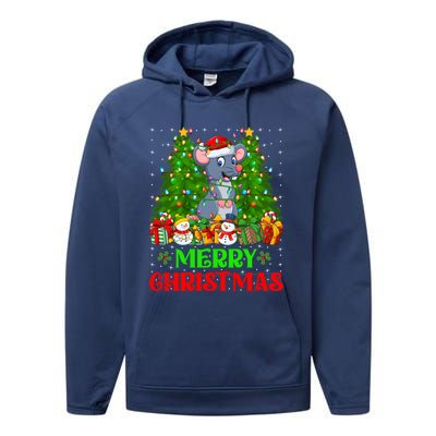 Mouse Christmas Tree Lights Matching Family Santa Rat Xmas Funny Gift Performance Fleece Hoodie