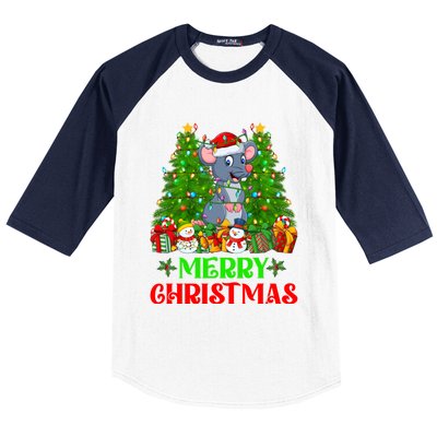 Mouse Christmas Tree Lights Matching Family Santa Rat Xmas Funny Gift Baseball Sleeve Shirt