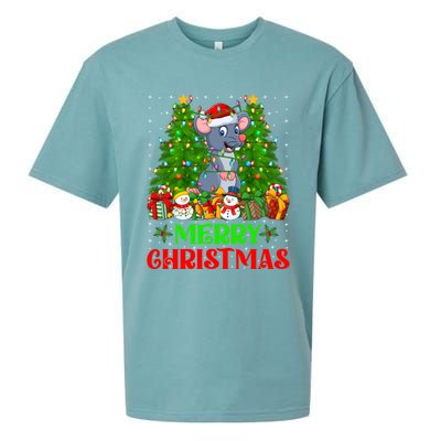 Mouse Christmas Tree Lights Matching Family Santa Rat Xmas Funny Gift Sueded Cloud Jersey T-Shirt