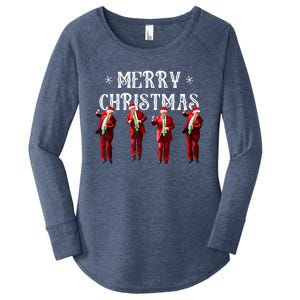 Merry Christmas Trump Pajamas Holiday Women's Perfect Tri Tunic Long Sleeve Shirt