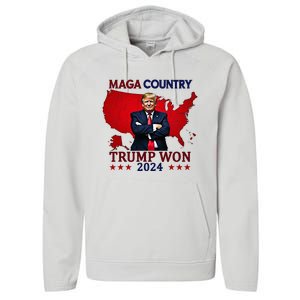 Maga Country Trump Won 2024 Election President 47th Performance Fleece Hoodie