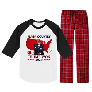 Maga Country Trump Won 2024 Election President 47th Raglan Sleeve Pajama Set