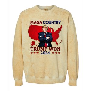 Maga Country Trump Won 2024 Election President 47th Colorblast Crewneck Sweatshirt