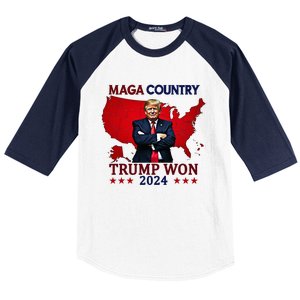 Maga Country Trump Won 2024 Election President 47th Baseball Sleeve Shirt