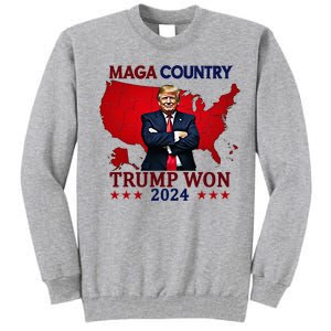 Maga Country Trump Won 2024 Election President 47th Tall Sweatshirt