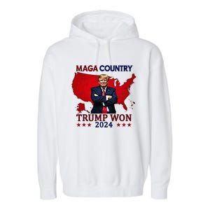 Maga Country Trump Won 2024 Election President 47th Garment-Dyed Fleece Hoodie