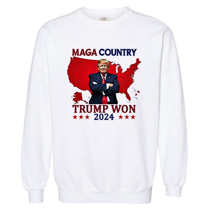 Maga Country Trump Won 2024 Election President 47th Garment-Dyed Sweatshirt