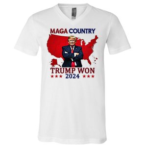 Maga Country Trump Won 2024 Election President 47th V-Neck T-Shirt