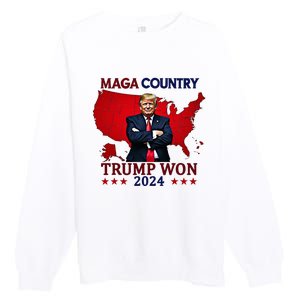 Maga Country Trump Won 2024 Election President 47th Premium Crewneck Sweatshirt