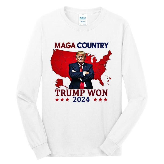 Maga Country Trump Won 2024 Election President 47th Tall Long Sleeve T-Shirt