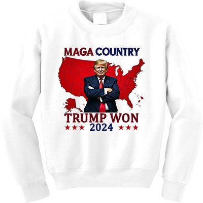 Maga Country Trump Won 2024 Election President 47th Kids Sweatshirt