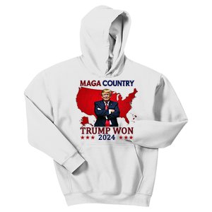 Maga Country Trump Won 2024 Election President 47th Kids Hoodie