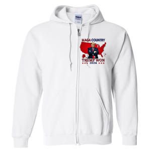 Maga Country Trump Won 2024 Election President 47th Full Zip Hoodie