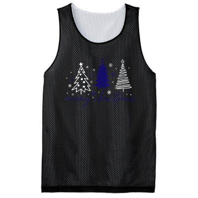 Merry Christmas Trees Blue Winter Snow Snowflakes Girly Tank Top Mesh Reversible Basketball Jersey Tank