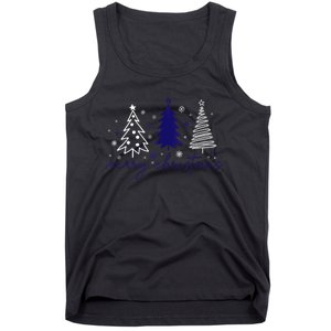 Merry Christmas Trees Blue Winter Snow Snowflakes Girly Tank Top Tank Top