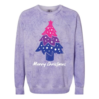 Merry Christmas Tree Bisexual Pajama Lgbtgiftq Bi Pride Xgiftmas Cool Gift Colorblast Crewneck Sweatshirt