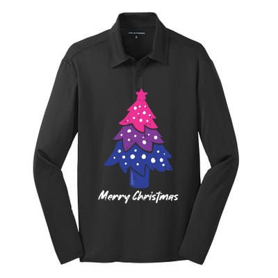 Merry Christmas Tree Bisexual Pajama Lgbtgiftq Bi Pride Xgiftmas Cool Gift Silk Touch Performance Long Sleeve Polo