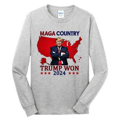 Maga Country Trump Won 2024 Election President 47th Tall Long Sleeve T-Shirt