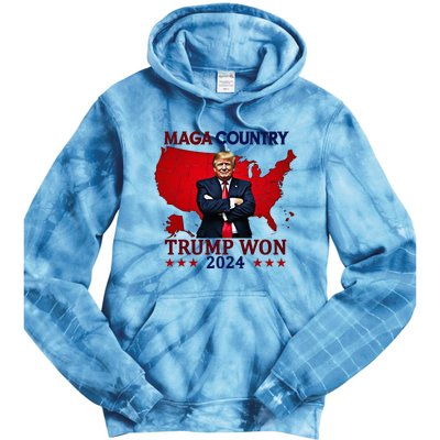 Maga Country Trump Won 2024 Election President 47th Tie Dye Hoodie