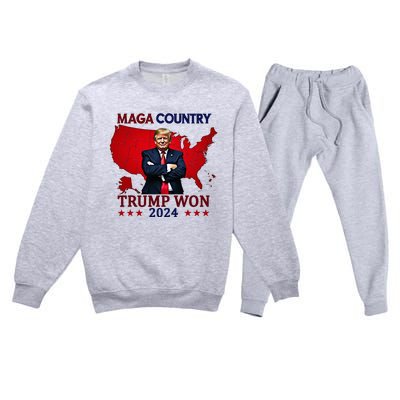 Maga Country Trump Won 2024 Election President 47th Premium Crewneck Sweatsuit Set