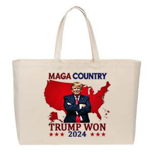 Maga Country Trump Won 2024 Election President 47th Cotton Canvas Jumbo Tote