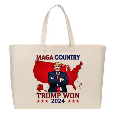 Maga Country Trump Won 2024 Election President 47th Cotton Canvas Jumbo Tote