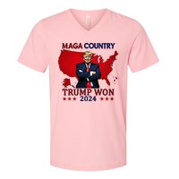 Maga Country Trump Won 2024 Election President 47th V-Neck T-Shirt