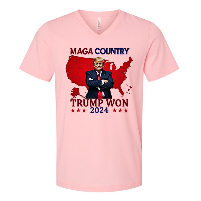 Maga Country Trump Won 2024 Election President 47th V-Neck T-Shirt