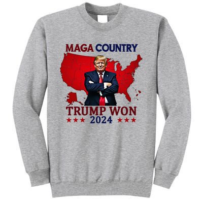 Maga Country Trump Won 2024 Election President 47th Tall Sweatshirt