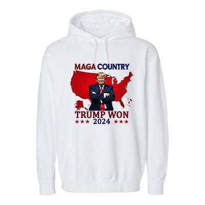 Maga Country Trump Won 2024 Election President 47th Garment-Dyed Fleece Hoodie