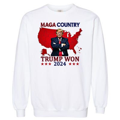 Maga Country Trump Won 2024 Election President 47th Garment-Dyed Sweatshirt