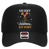 Merry Christmoose To You Moose Lovers Christmas Gift High Crown Mesh Back Trucker Hat