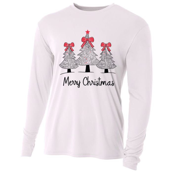 Merry Christmas Tree Pine Holiday Season Cooling Performance Long Sleeve Crew