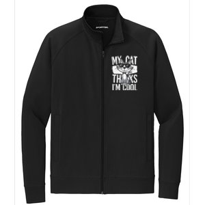 My Cat Thinks IM Cool Funny Pet Design Stretch Full-Zip Cadet Jacket