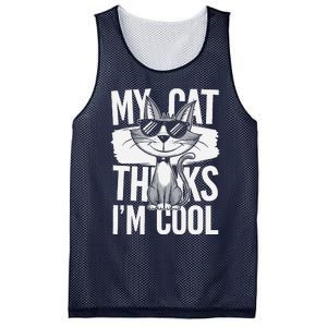 My Cat Thinks IM Cool Funny Pet Design Mesh Reversible Basketball Jersey Tank