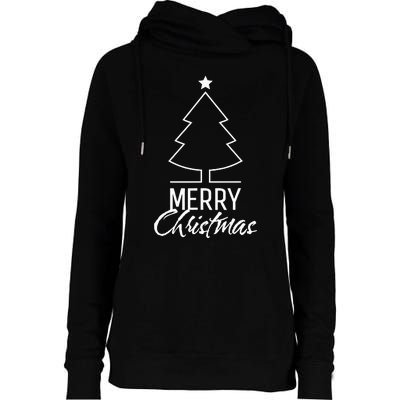 Merry Christmas Tree 2024 Womens Funnel Neck Pullover Hood