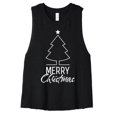 Merry Christmas Tree 2024 Women's Racerback Cropped Tank