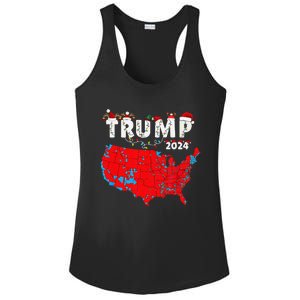 Merry Christmas Trump 2024 Patriotic Usa Map Santa Hat Xmas Ladies PosiCharge Competitor Racerback Tank