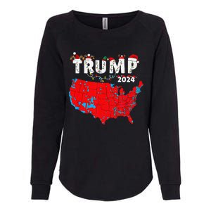 Merry Christmas Trump 2024 Patriotic Usa Map Santa Hat Xmas Womens California Wash Sweatshirt