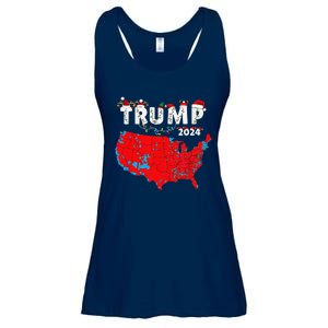 Merry Christmas Trump 2024 Patriotic Usa Map Santa Hat Xmas Ladies Essential Flowy Tank