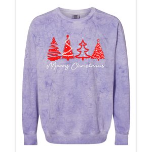 Merry Chirstmas Tree Colorblast Crewneck Sweatshirt