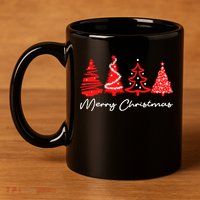 Merry Chirstmas Tree 11oz C Handle Ceramic Mug