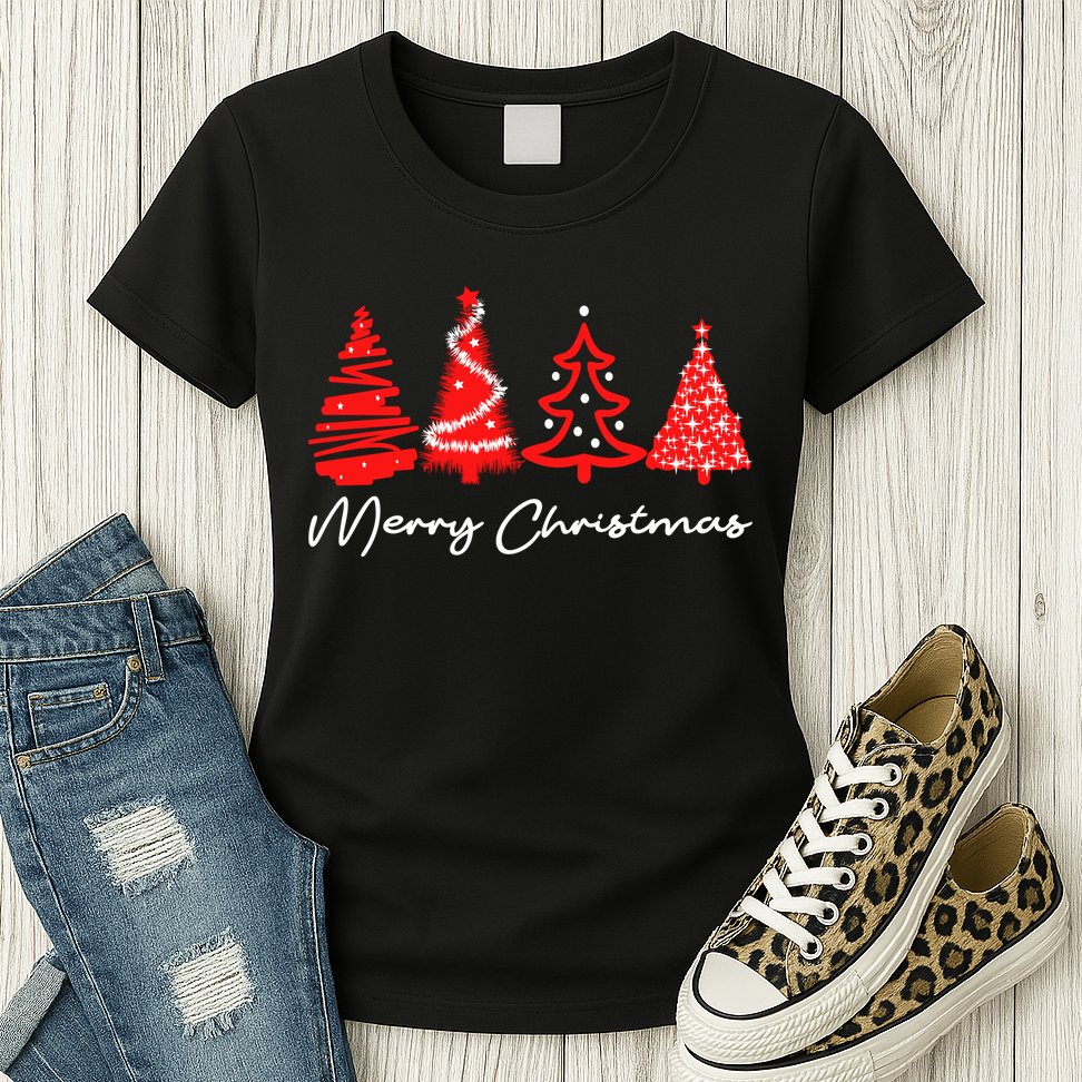 Merry Chirstmas Tree Womens T-Shirt