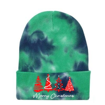 Merry Chirstmas Tree Tie Dye 12in Knit Beanie