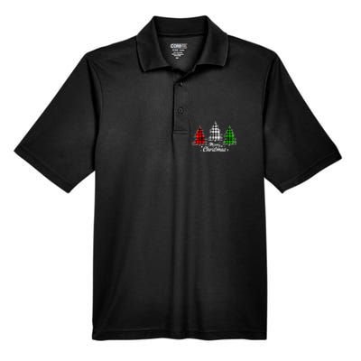 Merry Christmas Tree Xmas Buffalo Plaid Red White Green Men's Origin Performance Pique Polo