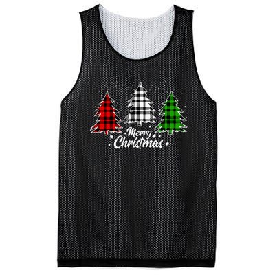 Merry Christmas Tree Xmas Buffalo Plaid Red White Green Mesh Reversible Basketball Jersey Tank